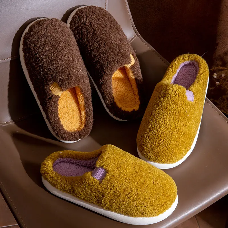 Women's 2025 New Style Indoor Home Autumn and Winter Plush Warm Thick-Soled Non-Slip Cotton Slippers - Image 7