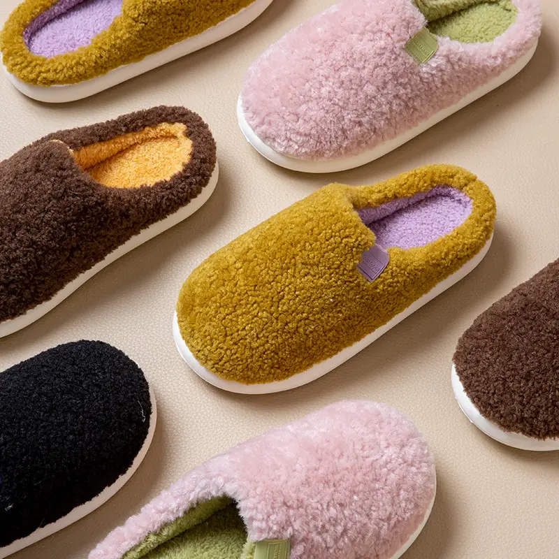 Women's 2025 New Style Indoor Home Autumn and Winter Plush Warm Thick-Soled Non-Slip Cotton Slippers - Image 8
