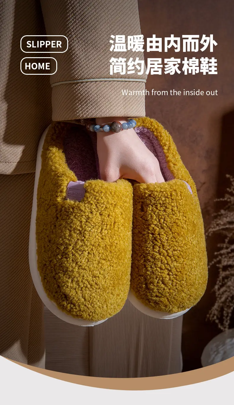 Women's 2025 New Style Indoor Home Autumn and Winter Plush Warm Thick-Soled Non-Slip Cotton Slippers — feature 1