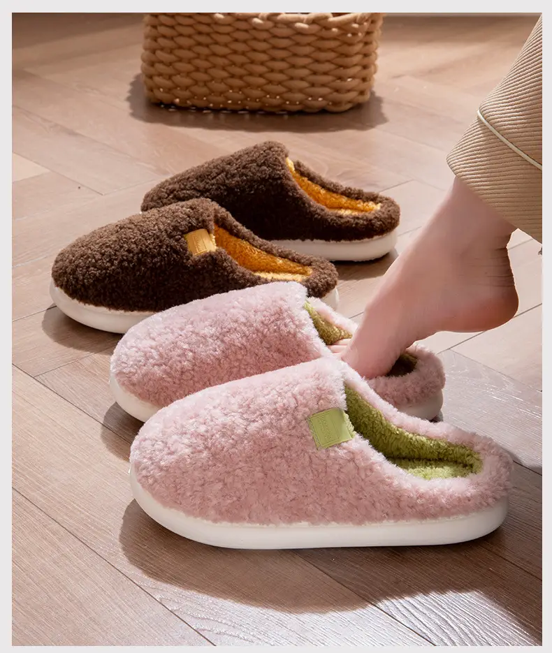 Women's 2025 New Style Indoor Home Autumn and Winter Plush Warm Thick-Soled Non-Slip Cotton Slippers — feature 15