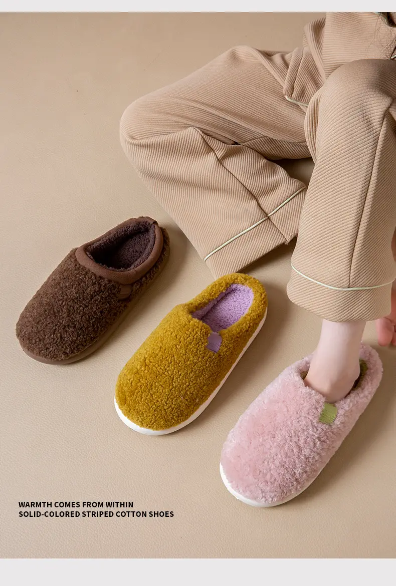 Women's 2025 New Style Indoor Home Autumn and Winter Plush Warm Thick-Soled Non-Slip Cotton Slippers — feature 17