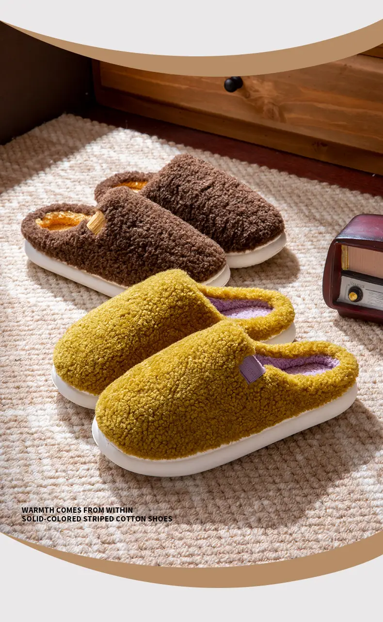 Women's 2025 New Style Indoor Home Autumn and Winter Plush Warm Thick-Soled Non-Slip Cotton Slippers — feature 6