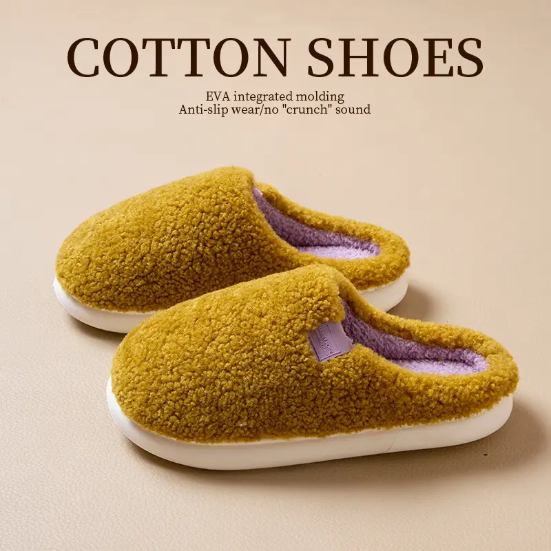 Women's 2025 New Style Indoor Home Autumn and Winter Plush Warm Thick-Soled Non-Slip Cotton Slippers - Image 3