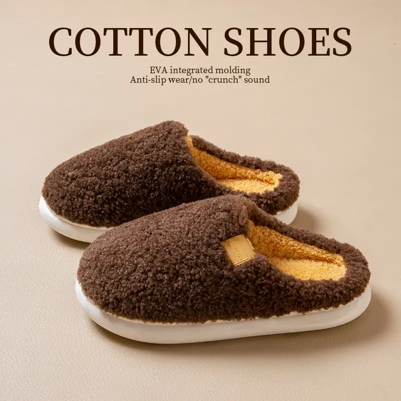 Women's 2025 New Style Indoor Home Autumn and Winter Plush Warm Thick-Soled Non-Slip Cotton Slippers - Image 4