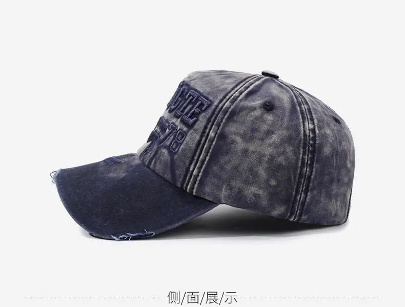 Men Distressed Red Sun Hat with Embroidered Logo — feature 11