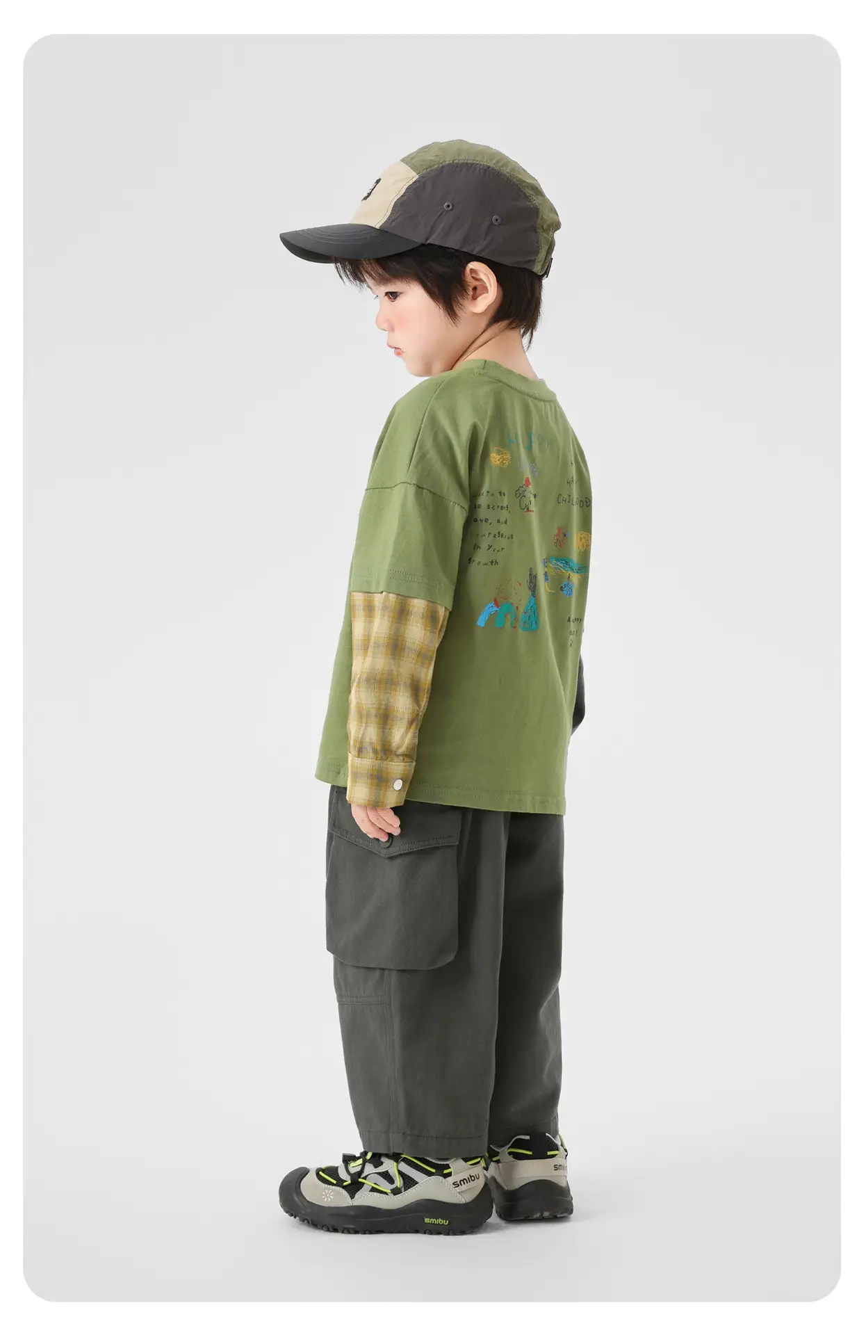 Boys Pure Cotton Fake Two-Piece T-Shirt Green Spring 2026 — feature 15