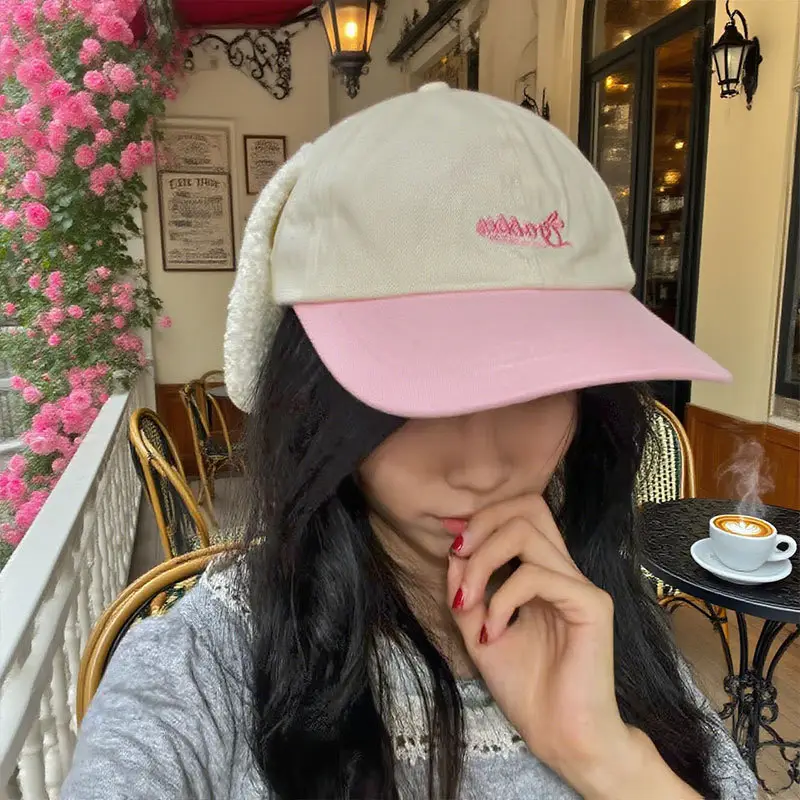 Pink Bunny Cap with Lace for Women Sun Protection - Image 4