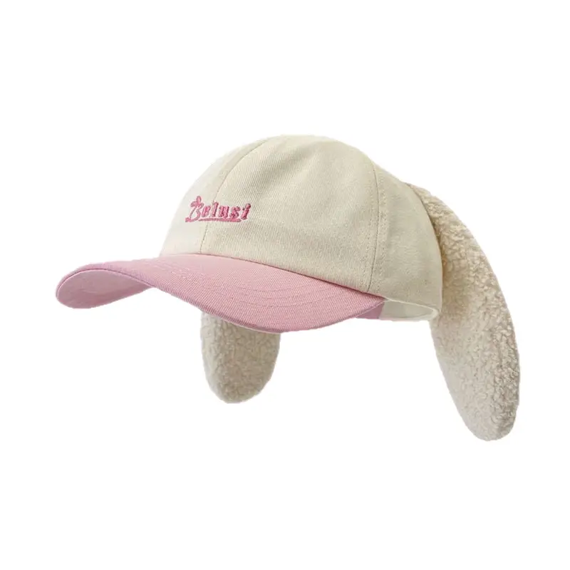 Pink Bunny Cap with Lace for Women Sun Protection - Image 6
