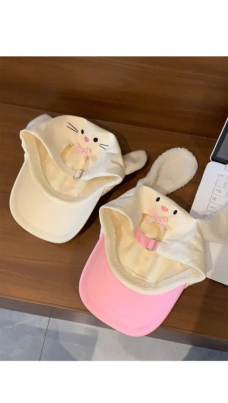 Pink Bunny Cap with Lace for Women Sun Protection — feature 9
