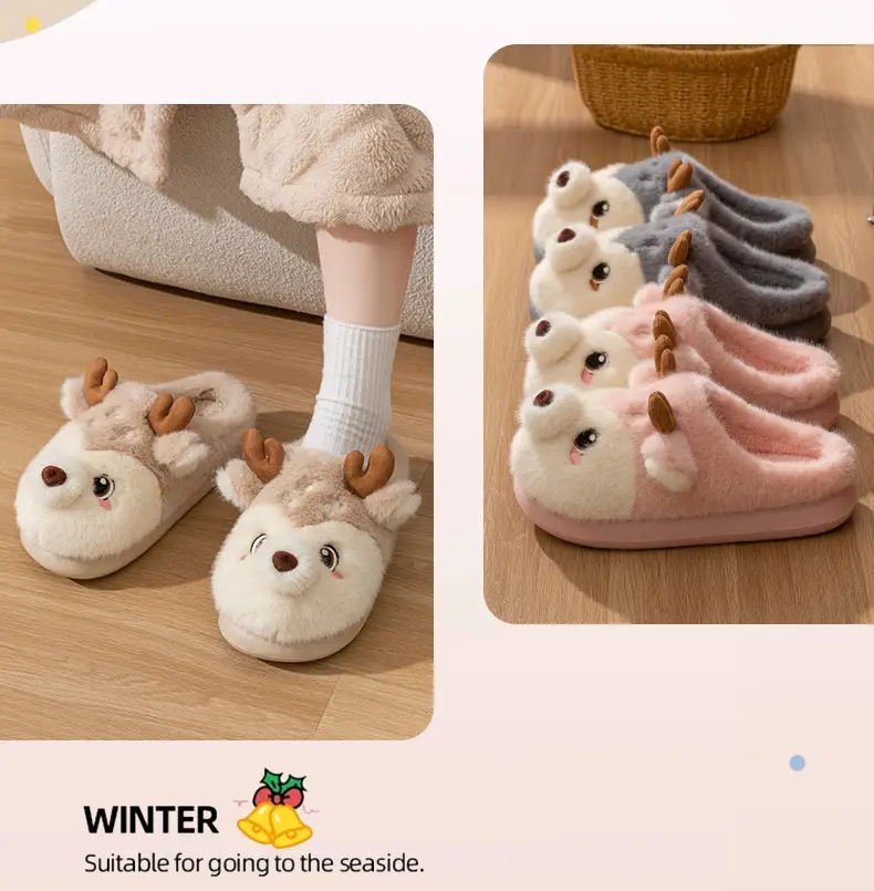 Cute Cartoon Lamb Cotton Slippers for Women 2025 New Couple Indoor Home Stuffed Autumn and Winter Cotton Slippers for Women — feature 11