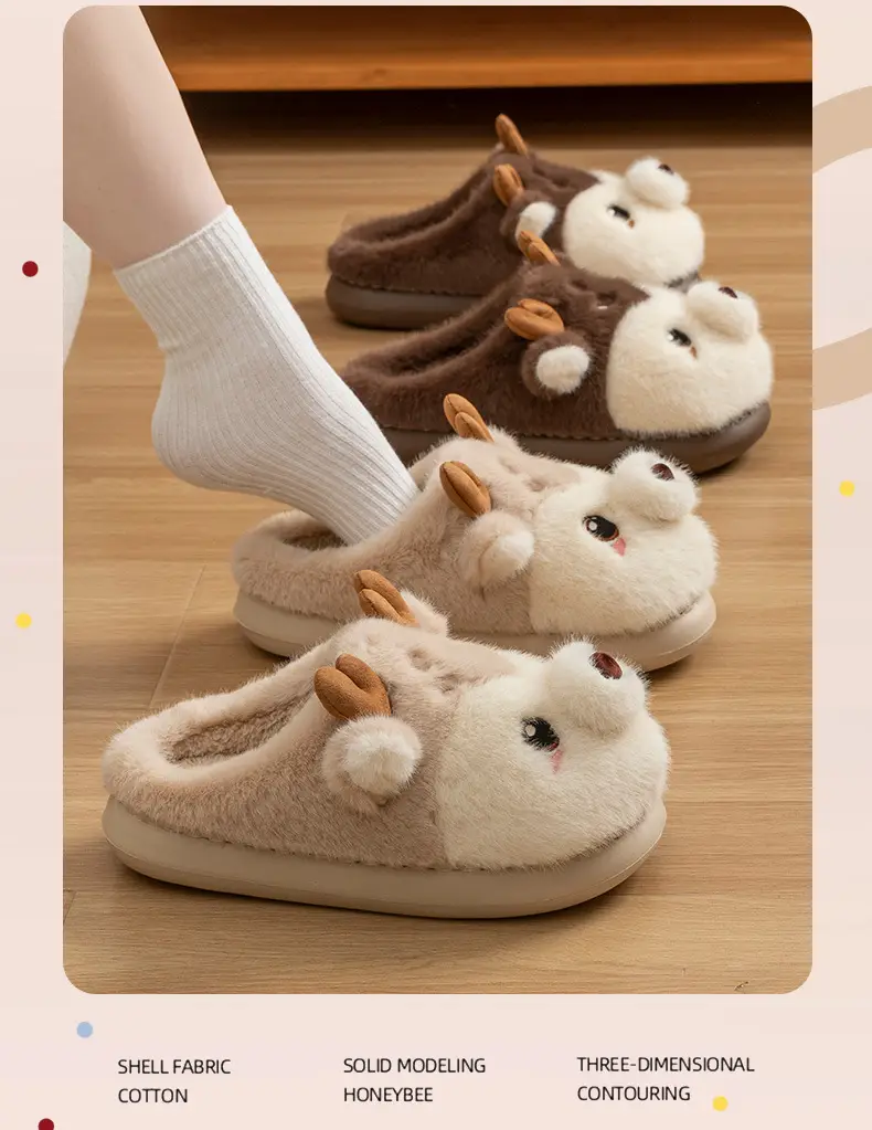 Cute Cartoon Lamb Cotton Slippers for Women 2025 New Couple Indoor Home Stuffed Autumn and Winter Cotton Slippers for Women — feature 12