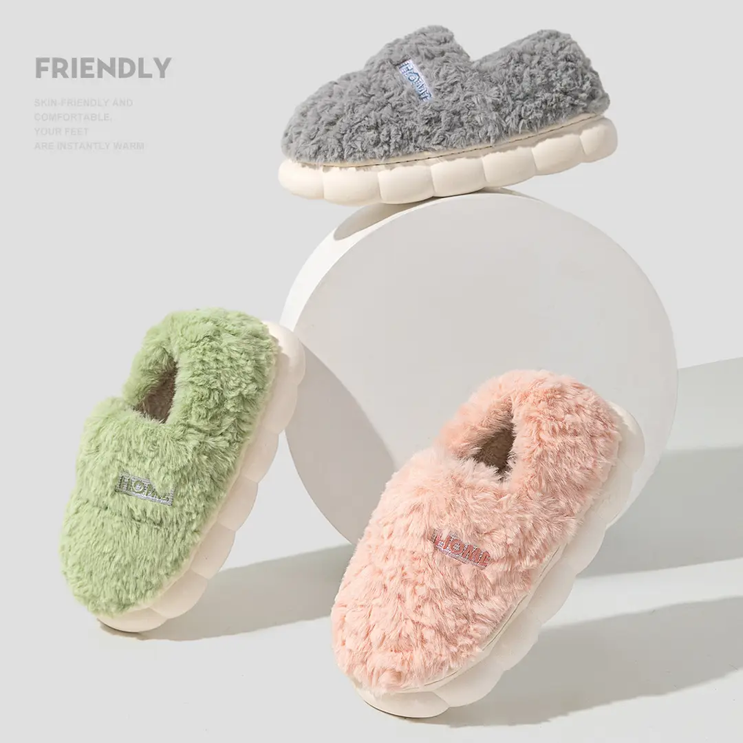 Thick-Soled Furry Slippers for Women, Cotton Slippers for Winter, Home Warm Bags and Couples Home Indoor Cotton Shoes for Men - Image 7