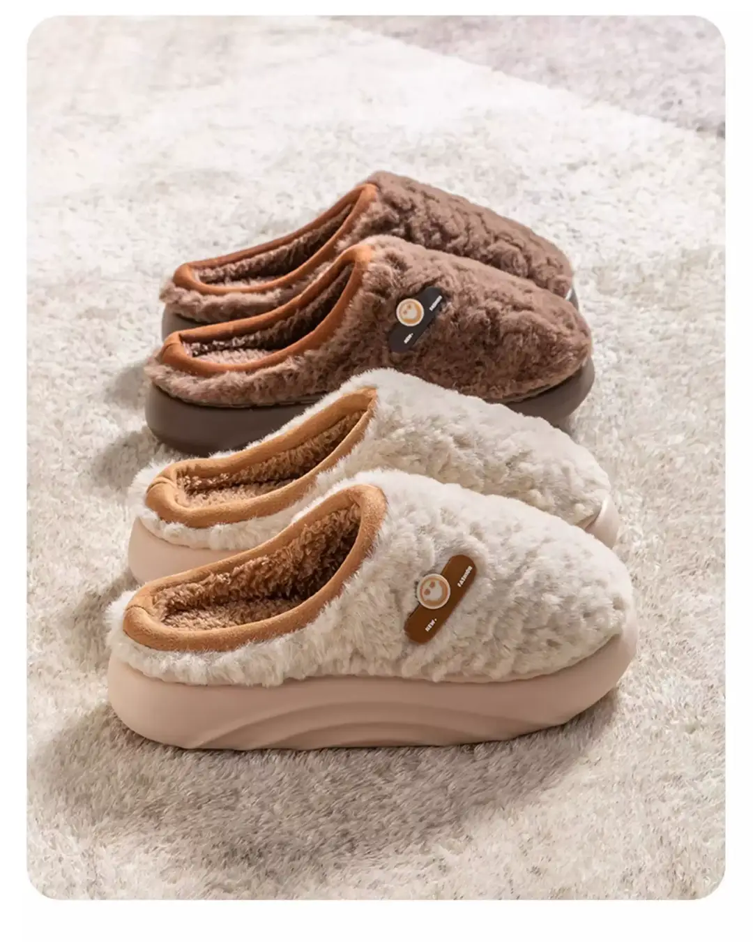 Cotton Slippers for Women Autumn and Winter 5 New Home Indoor Fleece-Lined Warm Thick Sole Anti-Slip Smelly Feet Couple Cotton Slippers — feature 18
