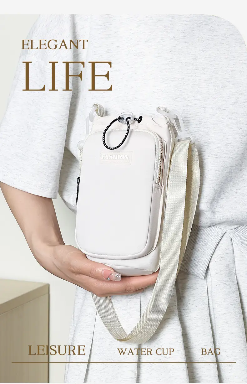 Lightweight Crossbody Water Cup Bag with Drawstring Closure — feature 9