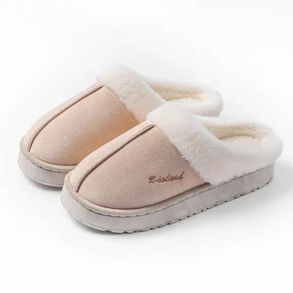 Fashionable Plush Cotton Slippers for Women, Autumn and Winter Indoor Home Thick-Soled Non-Slip Fleece-Lined Warm Cross-Border New Cotton Slippers