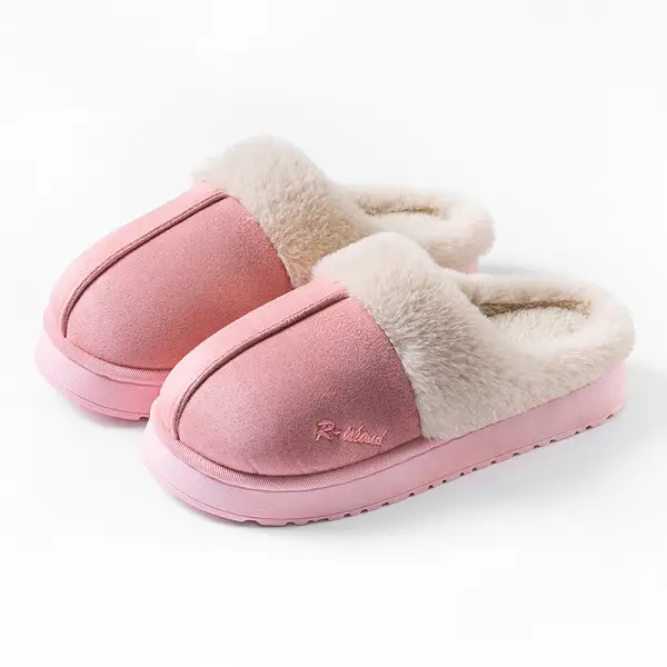 Fashionable Plush Cotton Slippers for Women, Autumn and Winter Indoor Home Thick-Soled Non-Slip Fleece-Lined Warm Cross-Border New Cotton Slippers