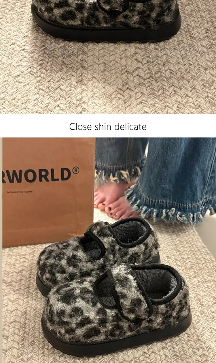 Retro Leopard Velcro Loafers Women Warm Thick Soled — feature 10