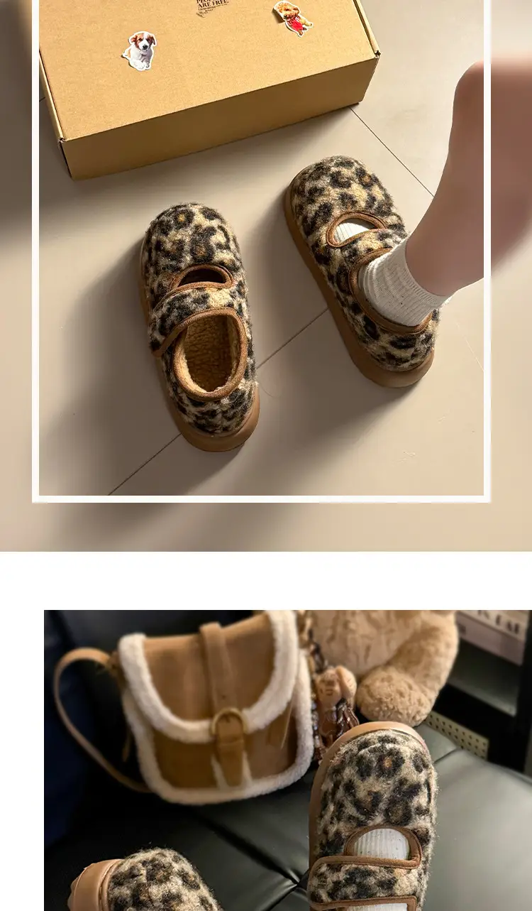 Retro Leopard Velcro Loafers Women Warm Thick Soled — feature 5