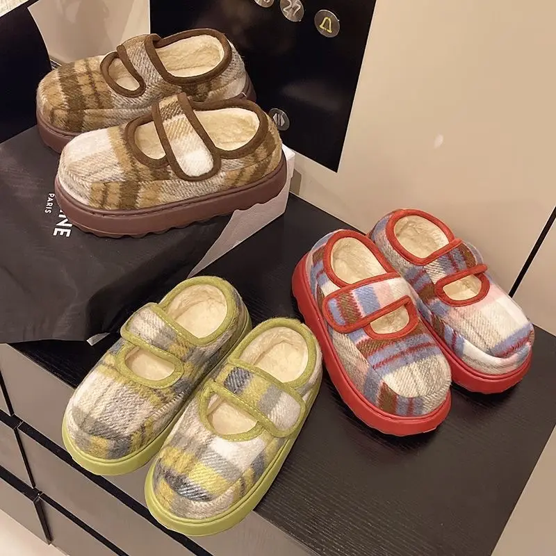 Retro Plaid Velcro Mary Jane Shoes for Women - Image 6