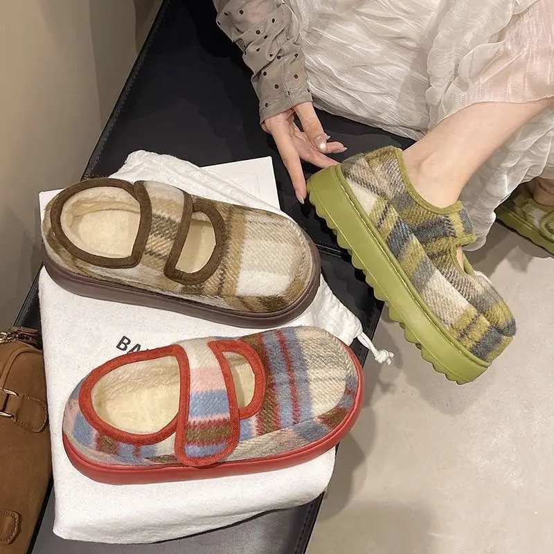 Retro Plaid Velcro Mary Jane Shoes for Women - Image 7