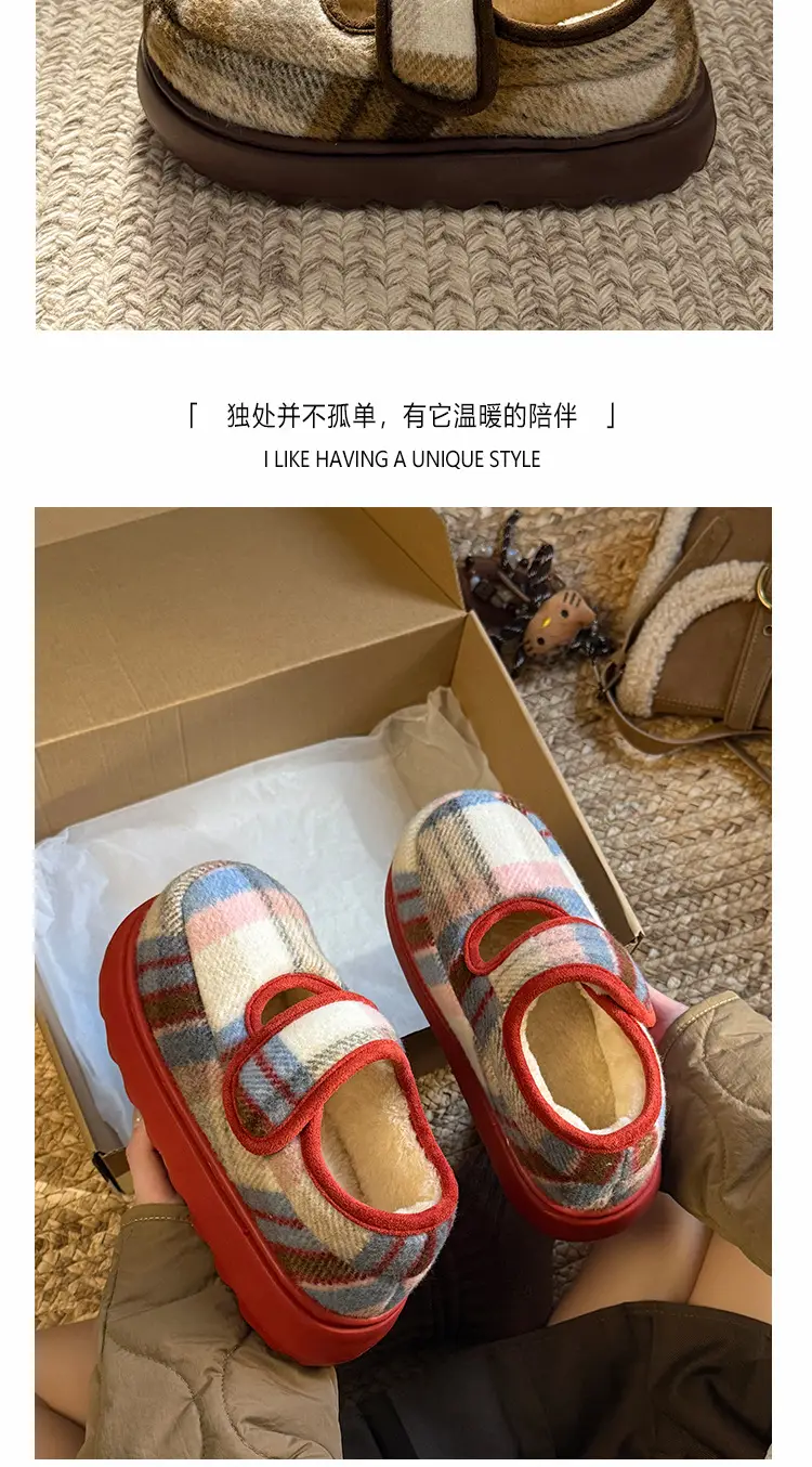 Retro Plaid Velcro Mary Jane Shoes for Women — feature 10