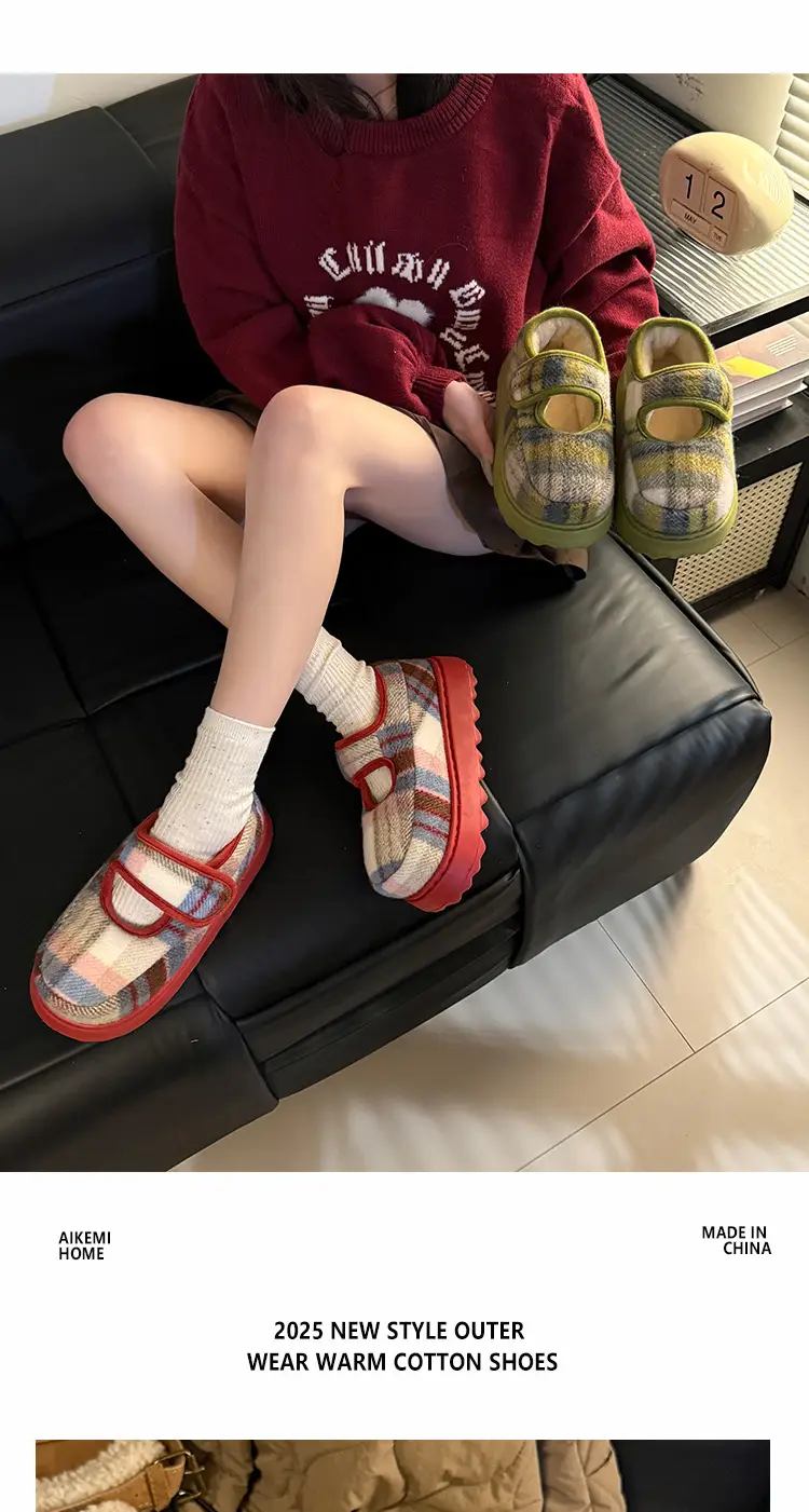 Retro Plaid Velcro Mary Jane Shoes for Women — feature 11