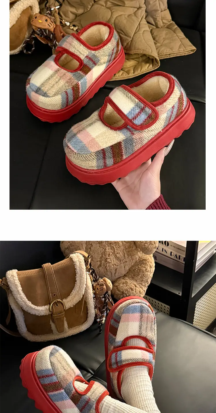 Retro Plaid Velcro Mary Jane Shoes for Women — feature 12