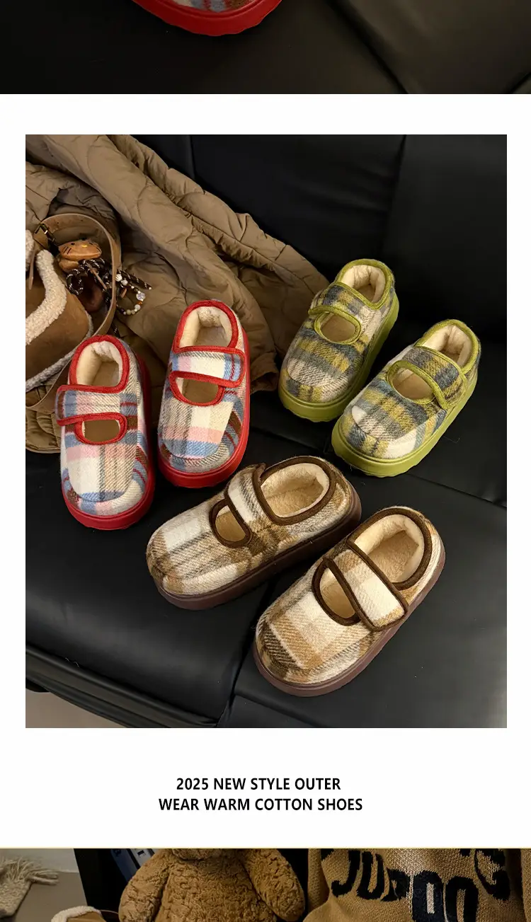 Retro Plaid Velcro Mary Jane Shoes for Women — feature 14