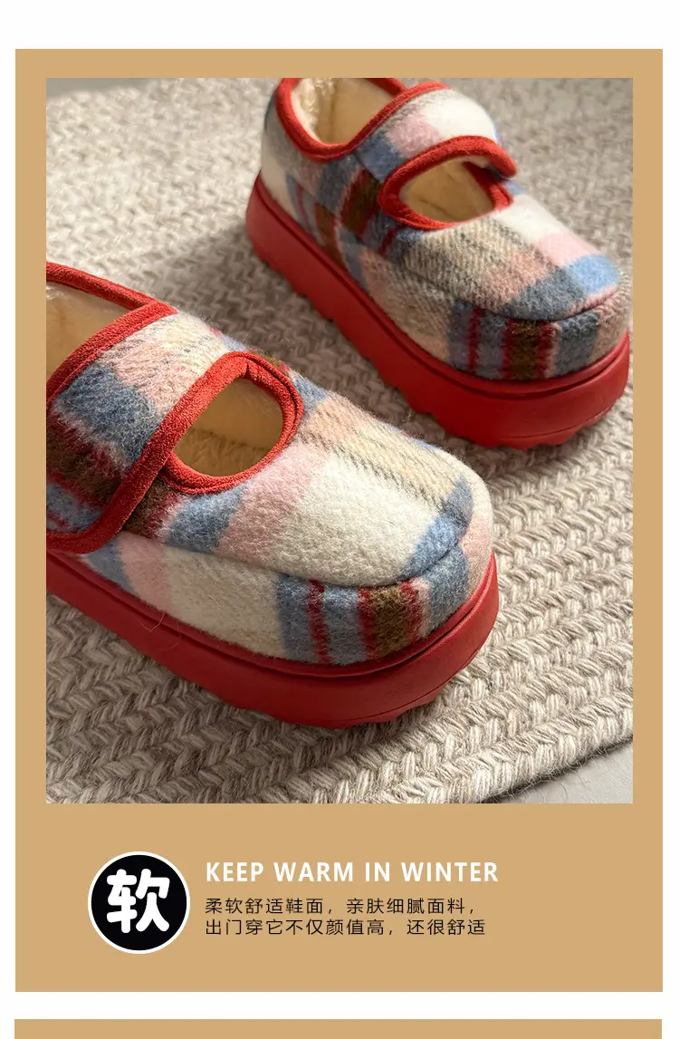 Retro Plaid Velcro Mary Jane Shoes for Women — feature 6
