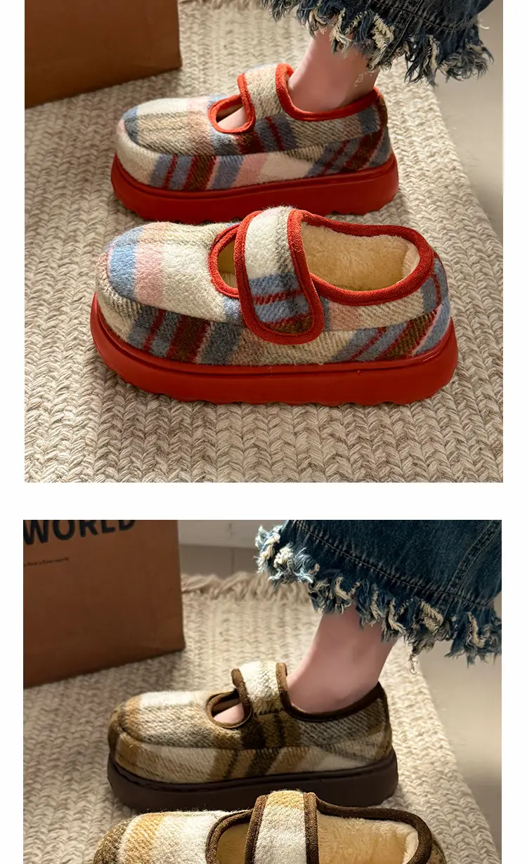 Retro Plaid Velcro Mary Jane Shoes for Women — feature 9