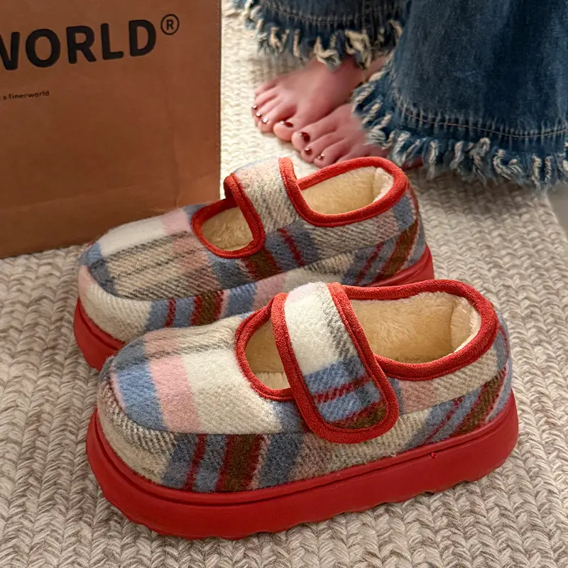 Retro Plaid Velcro Mary Jane Shoes for Women - Image 2