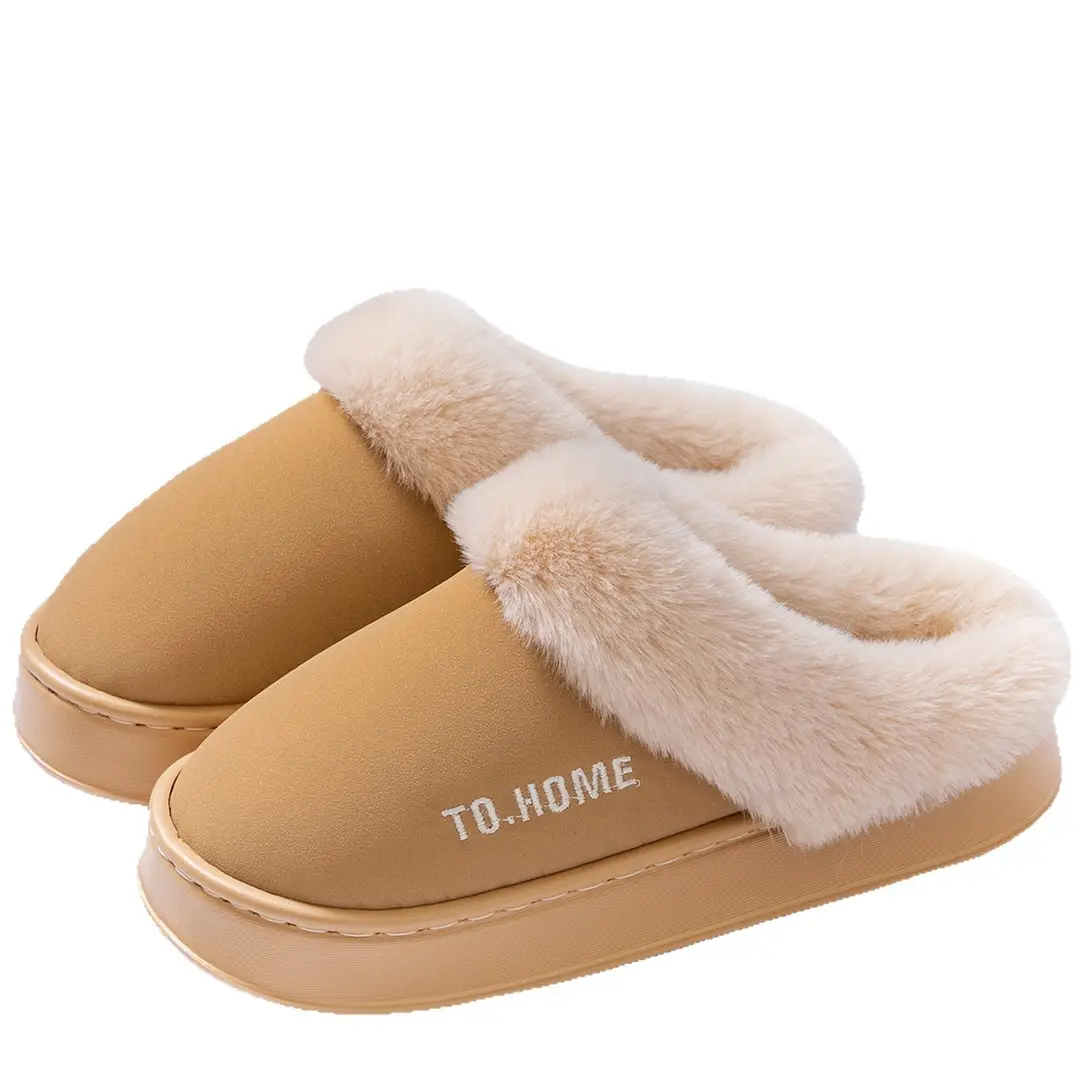 Autumn and Winter Cotton Slippers for Girls Indoor Thick-Soled Non-Slip Warm Plush Couple Home Slippers for Men Winter - Image 16