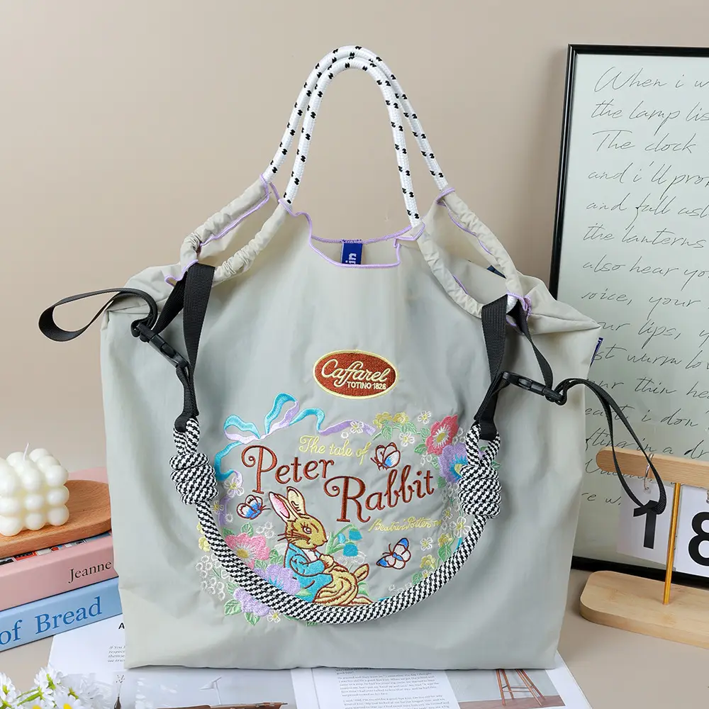 Embroidered Crossbody Bag Women Large Capacity Nylon Tote - Image 13