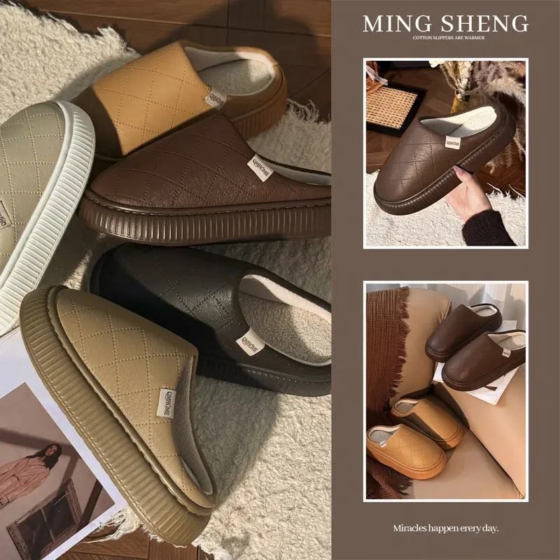 Women Cotton Slippers Winter Warm Waterproof Indoor - Image 5