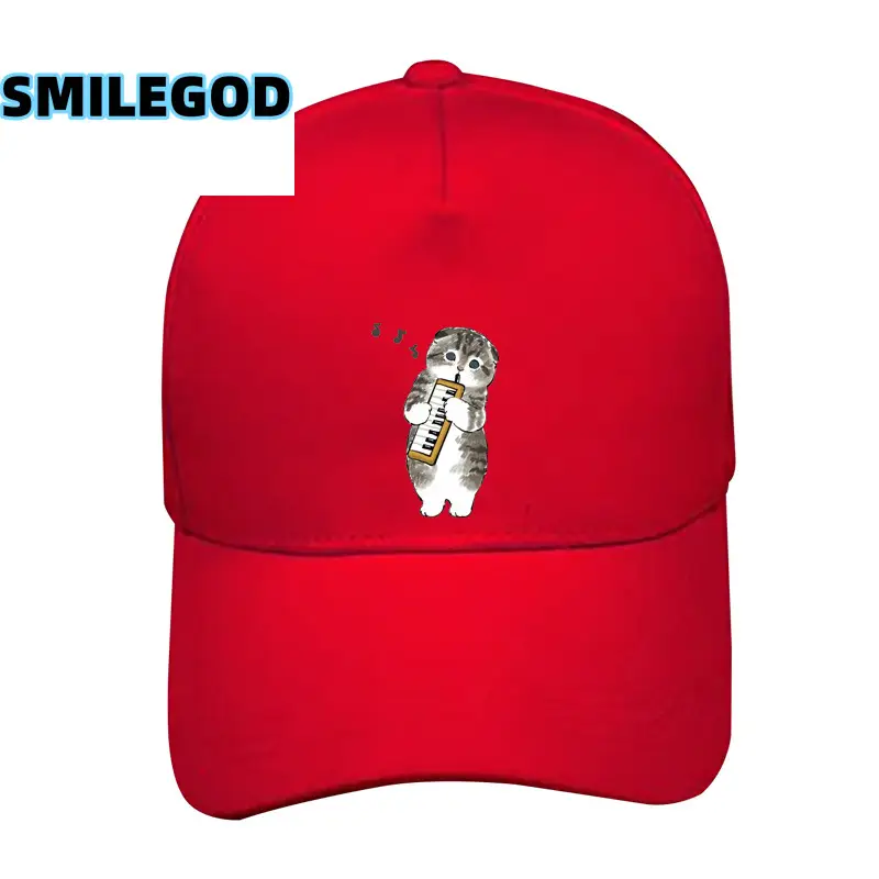 Cute Cat Graphic Red Baseball Cap Unisex - Image 12
