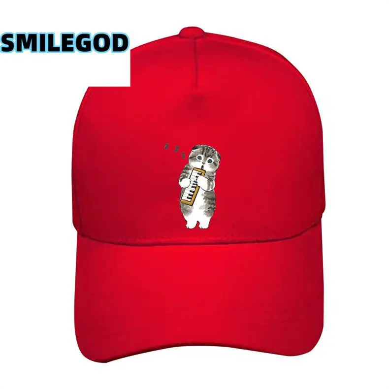 Cute Cat Graphic Red Baseball Cap Unisex — feature 4