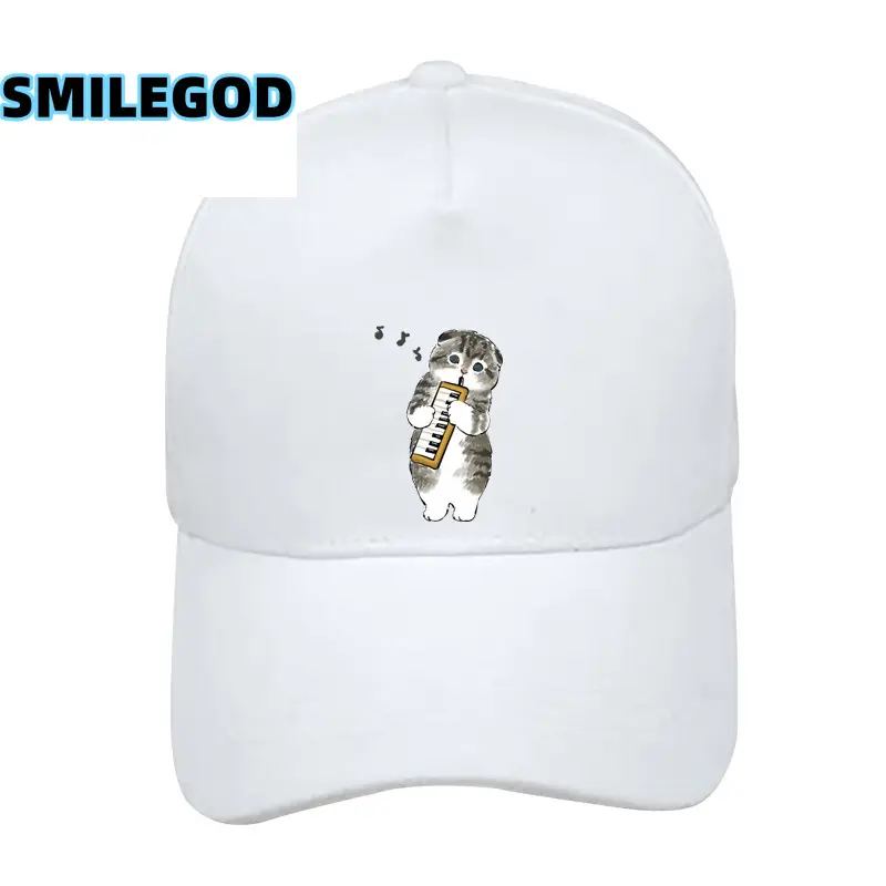 Cute Cat Graphic Red Baseball Cap Unisex - Image 2
