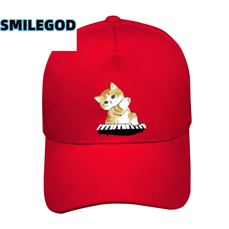 Cute Cat Graphic Red Baseball Cap Unisex - Image 7