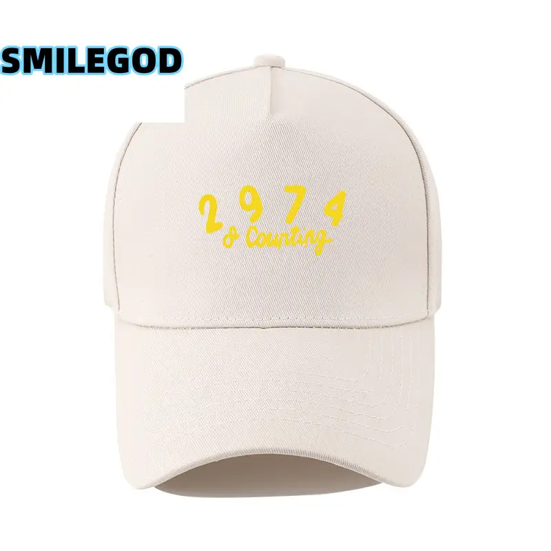 White 3 Point Cap with Gold 2974 Embroidery