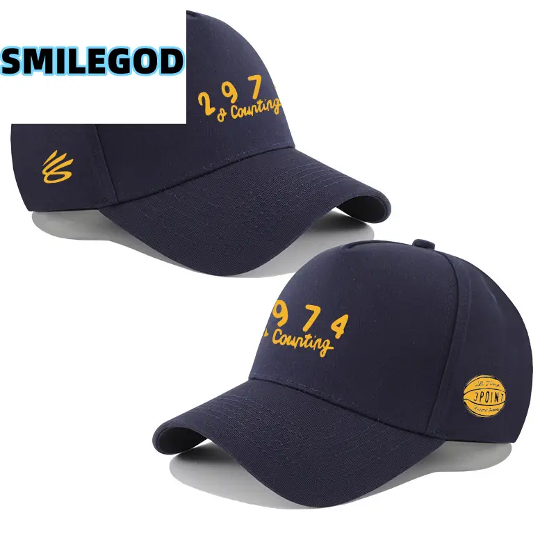 White 3 Point Cap with Gold 2974 Embroidery