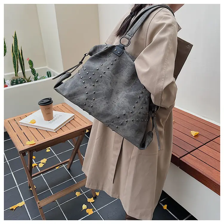 2025 Women's Rivet Shoulder Bag Large Capacity Brown — feature 24