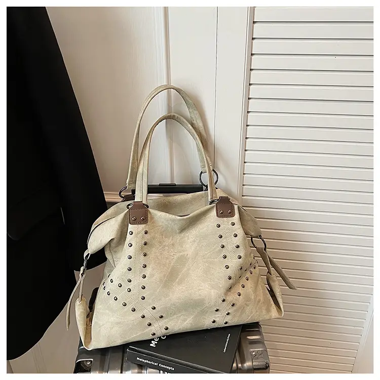 2025 Women's Rivet Shoulder Bag Large Capacity Brown — feature 25