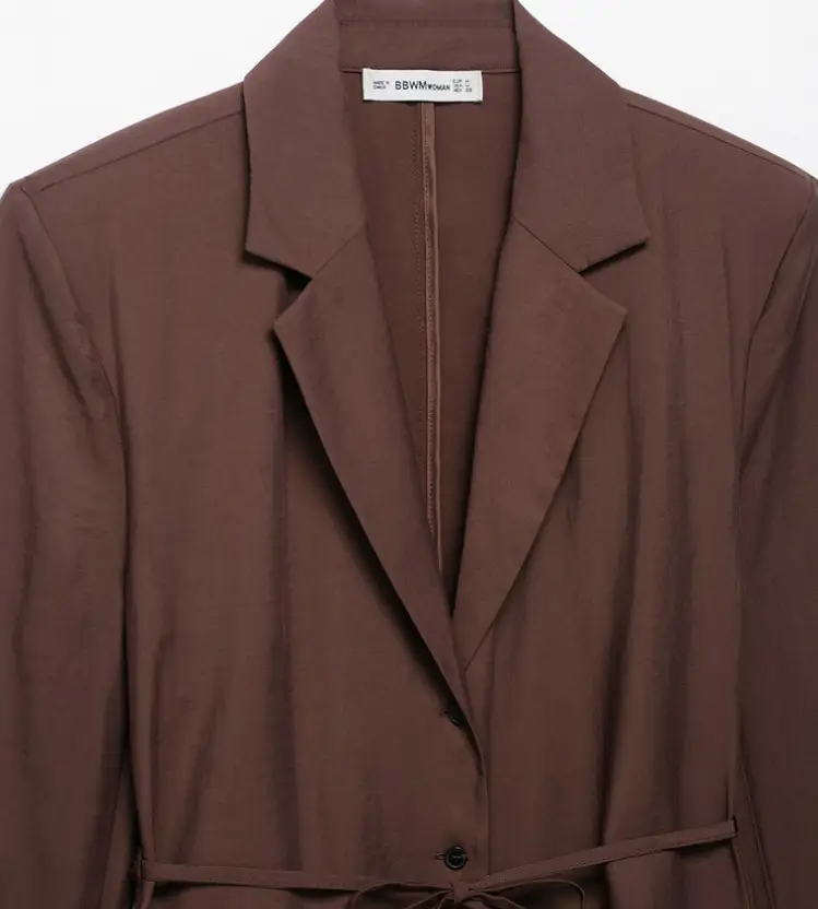 Brown Belted Jacket Shorts Suit for Women — feature 10
