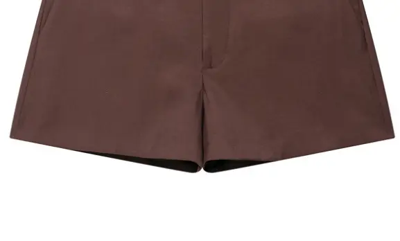 Brown Belted Jacket Shorts Suit for Women — feature 12