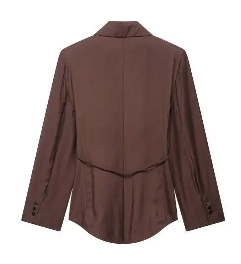 Brown Belted Jacket Shorts Suit for Women — feature 5