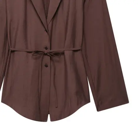 Brown Belted Jacket Shorts Suit for Women — feature 8