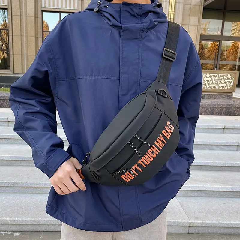 Men's Black Crossbody Bag with "DON'T TOUCH MY BAR" Design