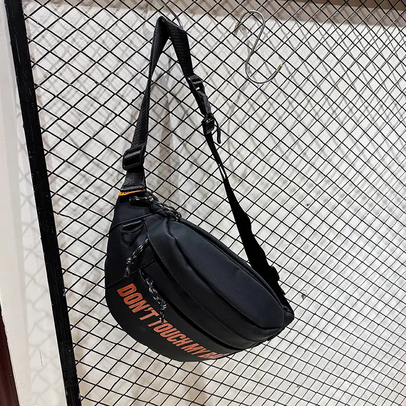 Men's Black Crossbody Bag with "DON'T TOUCH MY BAR" Design