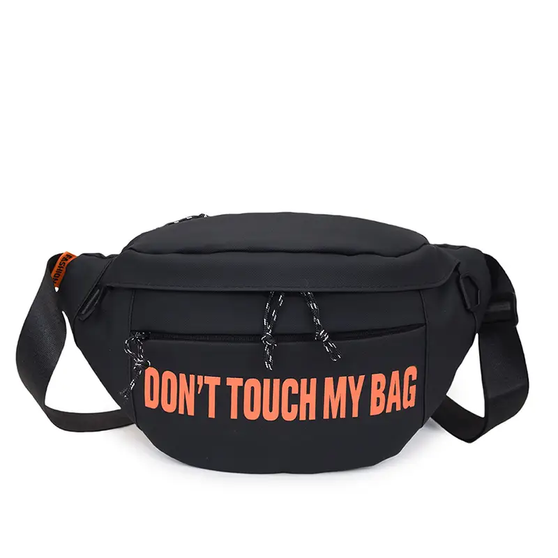 Men's Black Crossbody Bag with "DON'T TOUCH MY BAR" Design