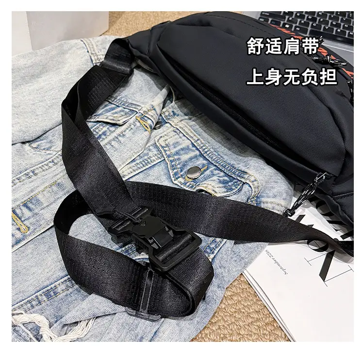 Men's Black Crossbody Bag with "DON'T TOUCH MY BAR" Design — feature 6